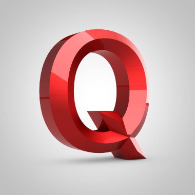 Kırmızı parlak oymalı harf Q büyük harf