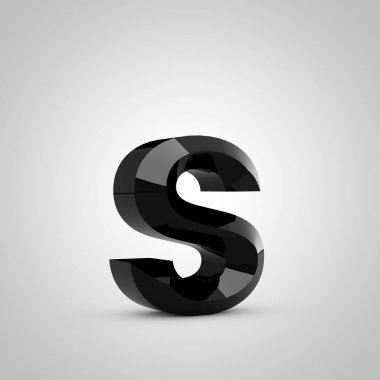 Siyah parlak yontulmuş S harfi küçük harf
