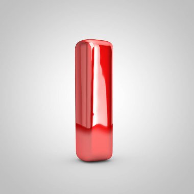 Büyük harfli kırmızı metalik balon harfi beyaz arka planda izole edilmiş. 3d resimlendirme.