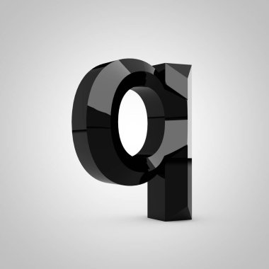 Siyah parlak oymalı Q harfi küçük harf