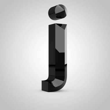 Siyah parlak yontulmuş J harfi küçük harf