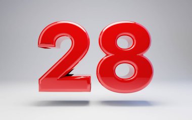 Beyaz arka plan üzerinde izole sayı 28