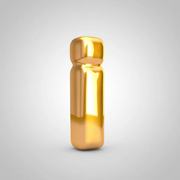 Złoty balon metaliczny litera I małe litery izolowane na białym tle. — Zdjęcie stockowe
