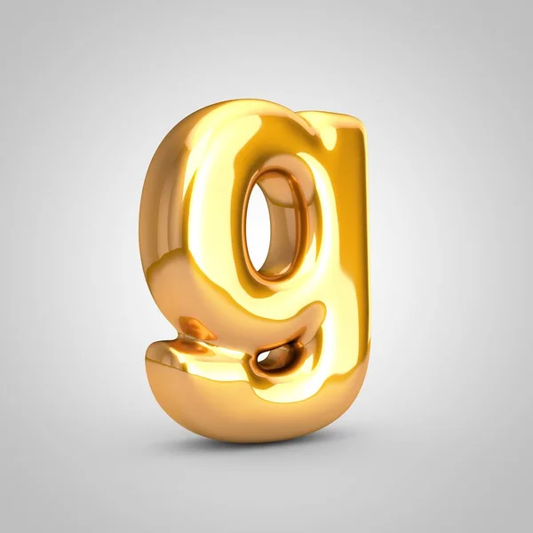 Złoty balon metaliczny litera G małe litery izolowane na białym tle. — Zdjęcie stockowe