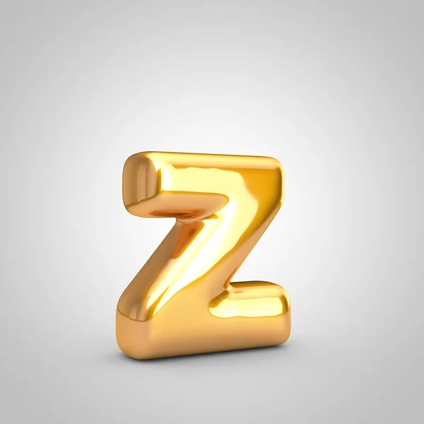 Arany fémes léggömb betű Z kisbetű elszigetelt fehér alapon. — Stock Fotó