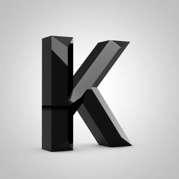 Black glossy chiseled letter K uppercase — Stock Photo, Image