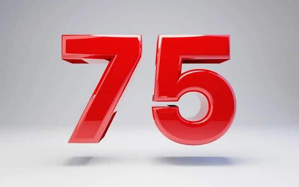 75-ös szám, fehér alapon elkülönítve — Stock Fotó