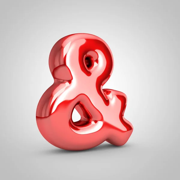 Red glossy chiseled ampersand symbol — Stock Photo, Image