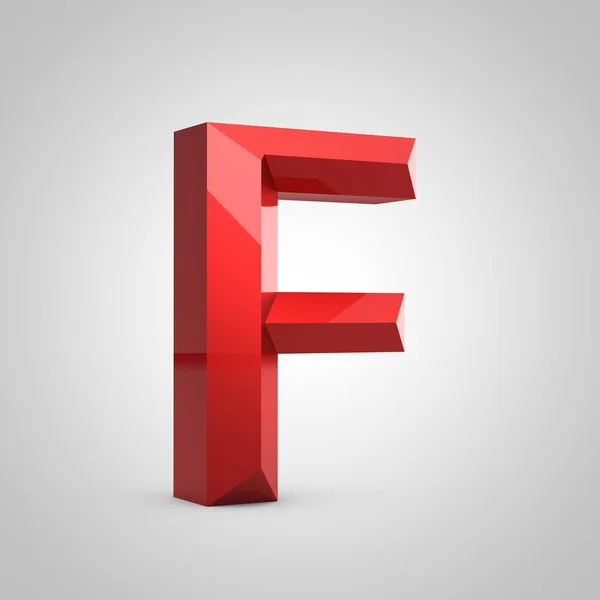 Kırmızı parlak yontulmuş harf F büyük harf — Stok fotoğraf
