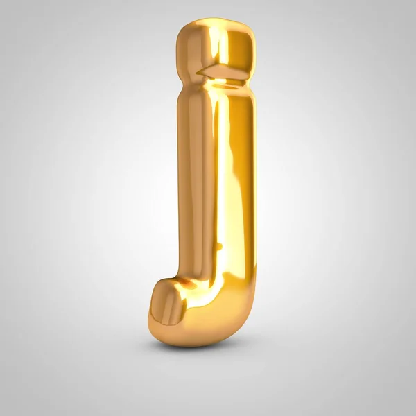 Gouden metalen ballon letter J kleine kast geïsoleerd op witte achtergrond. — Stockfoto