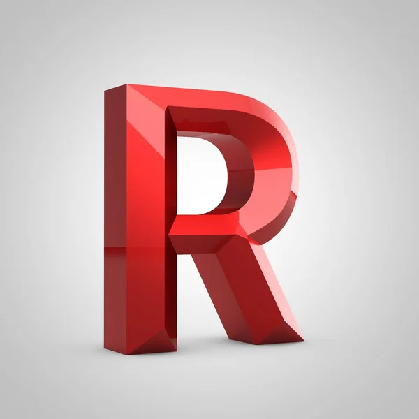 Red glossy chiseled letter R uppercase — Stock Photo, Image