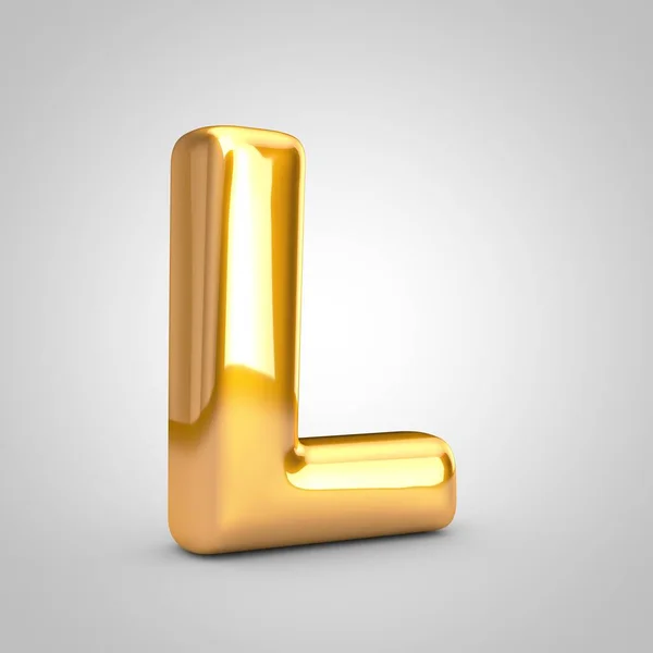 Golden metallic balloon letter L uppercase isolated on white background. — Stock Photo, Image