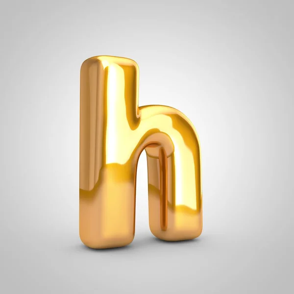 Золота металева кулька літера H нижній регістр ізольовано на білому тлі . — стокове фото