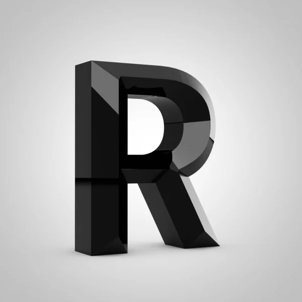 Black glossy chiseled letter R uppercase — Stock Photo, Image