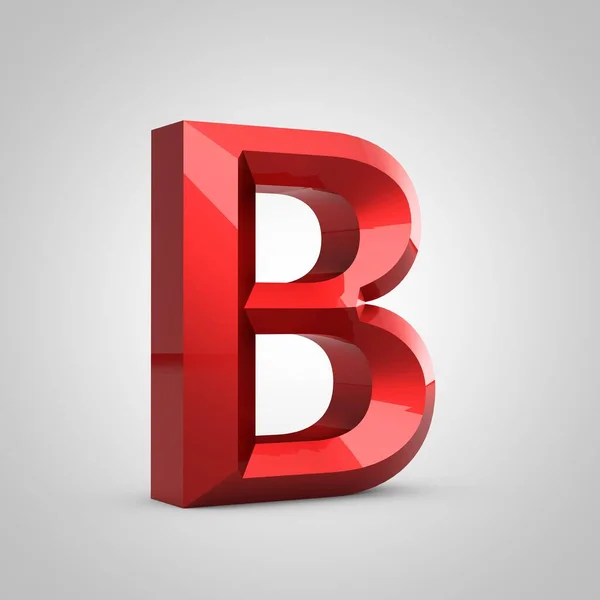 Red glossy chiseled letter B uppercase — ストック写真