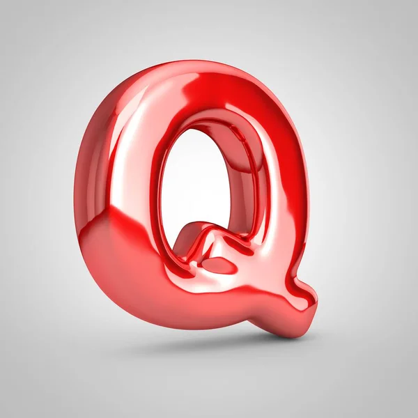 红色金属气球字母Q大写字母 在白色背景上隔离 3D作了说明 — 图库照片