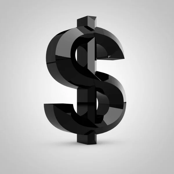 Black glossy chiseled dollar symbol — Stock Photo, Image