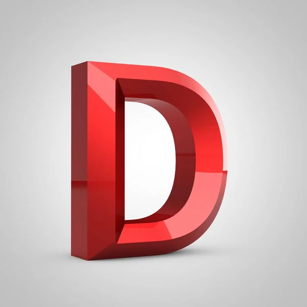 Kırmızı parlak yontulmuş harf D büyük harf — Stok fotoğraf