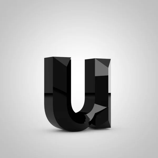 Black glossy chiseled letter U lowercase — Stock Photo, Image