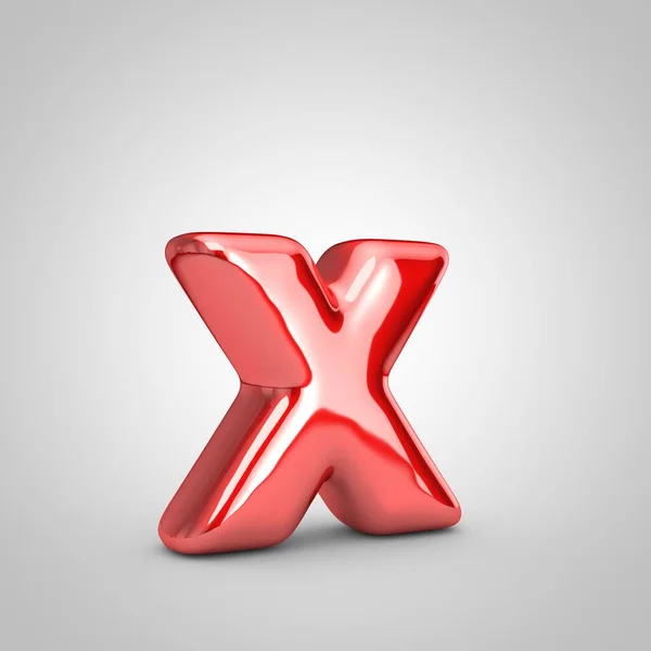 白い背景に孤立した赤い金属気球の手紙X小文字 3Dレンダリングイラスト — ストック写真