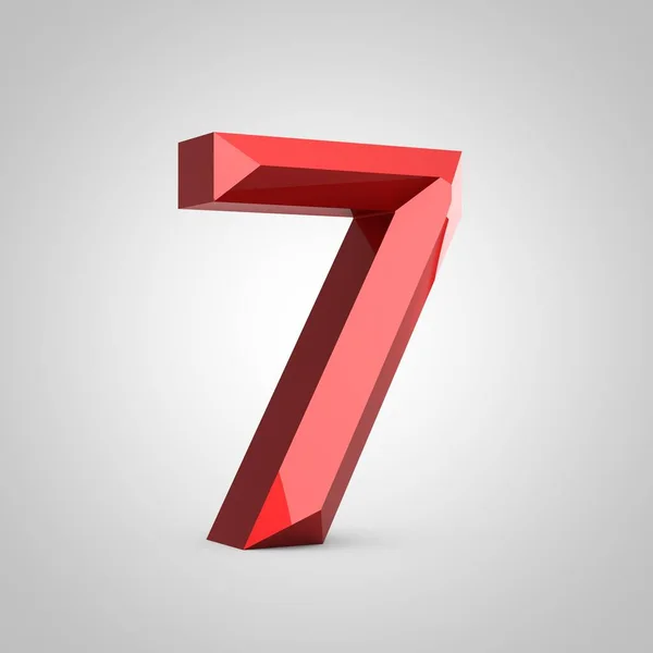 Red glossy chiseled number 7 — Stock Photo, Image