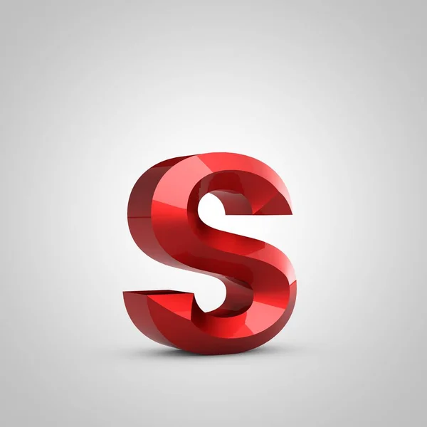 Röd glänsande mejslad bokstav S gemener — Stockfoto