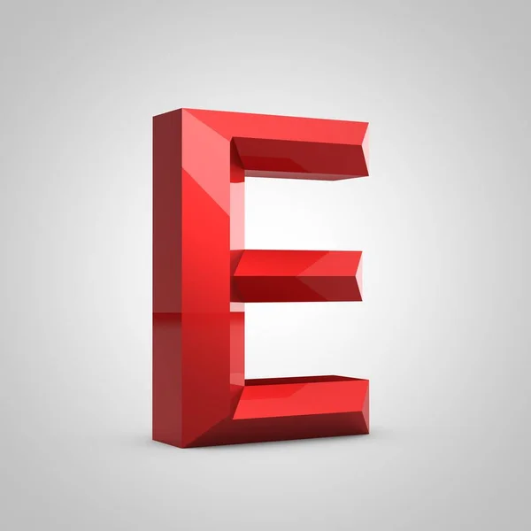 Kırmızı parlak oymalı harf E büyük harf — Stok fotoğraf