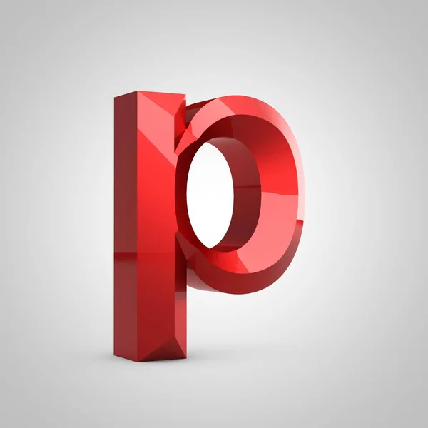 Red glossy chiseled letter P lowercase — ストック写真