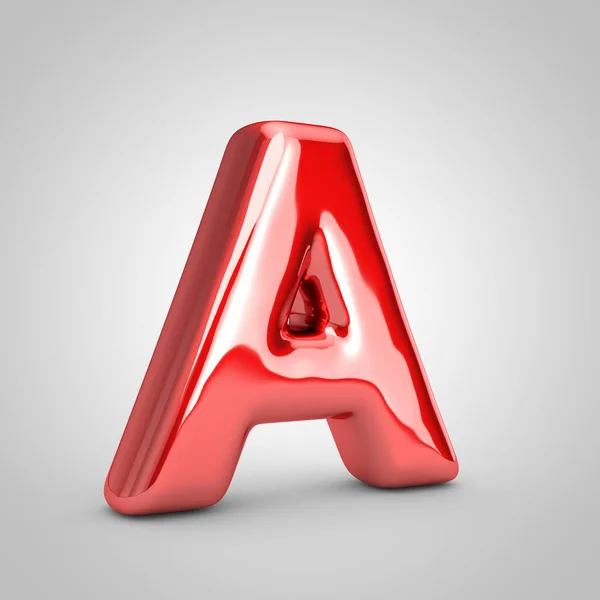 Red Metallic Balloon Letter Uppercase Isolated White Background Rendered Illustration — Stockfoto