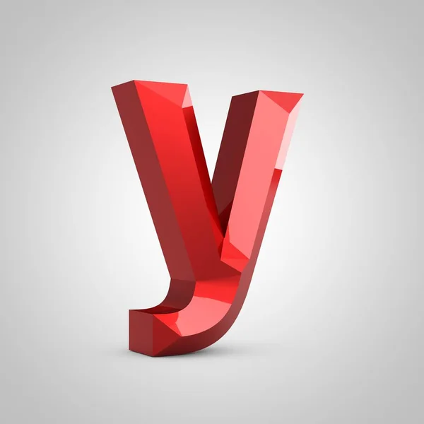 Red glossy chiseled letter Y lowercase — ストック写真