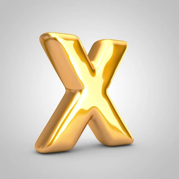 Golden metallic balloon letter X uppercase isolated on white background. — Stock Photo, Image