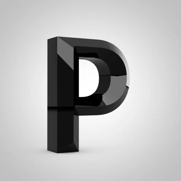 Black glossy chiseled letter P uppercase — Stock Photo, Image