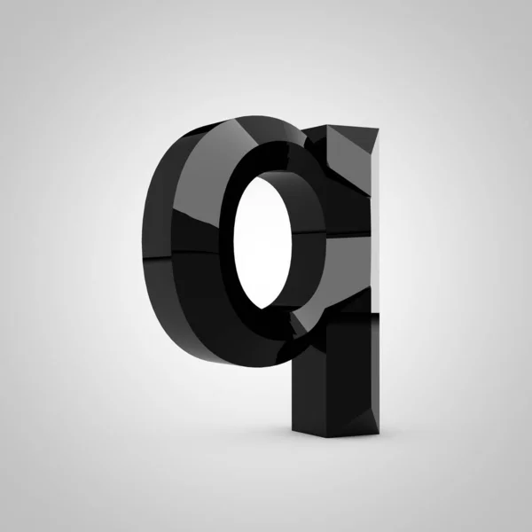 Black glossy chiseled letter Q lowercase — Stock Photo, Image