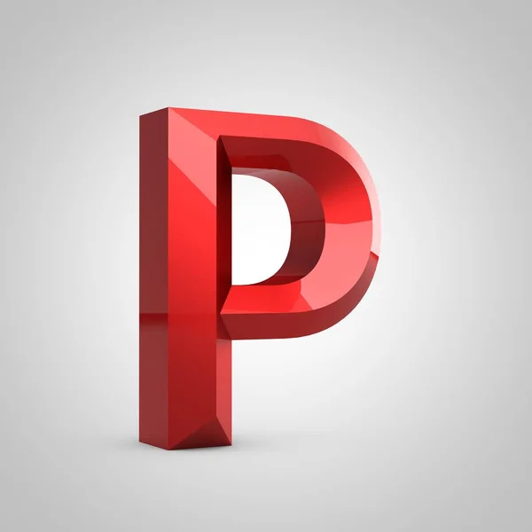 Red glossy chiseled letter P uppercase — ストック写真