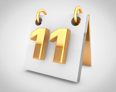 Ayın 11. günü, altın tasarım elemanları içeren masa takvimi
