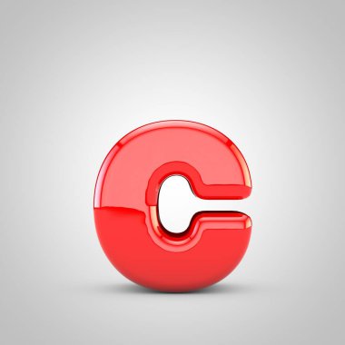 3d Kırmızı harf C küçük harf izole edilmiş beyaz arkaplan