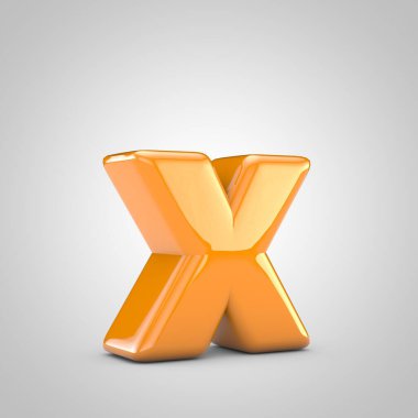 Turuncu 3d harf X küçük harf beyaz arkaplan üzerinde izole
