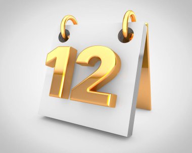 Ayın 12. günü, altın tasarım unsurları içeren masa takvimi