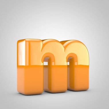 Turuncu 3d harfli M küçük harfi beyaz arkaplanda izole edildi