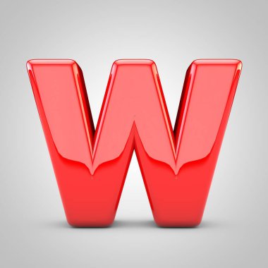 3d Kırmızı Harf W Büyük harf Ayrı Beyaz Arkaplan