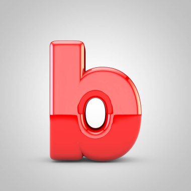 3d Kırmızı harf B küçük harf izole edilmiş beyaz arkaplan