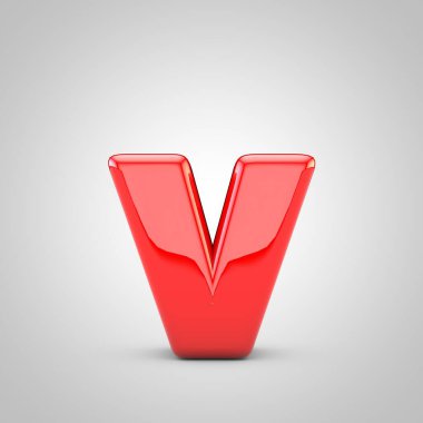 3d Kırmızı Harf V Küçük Harf İzole Beyaz Arkaplan