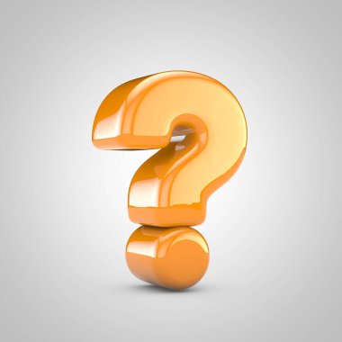 Beyaz arkaplanda izole edilmiş turuncu 3d soru sembolü
