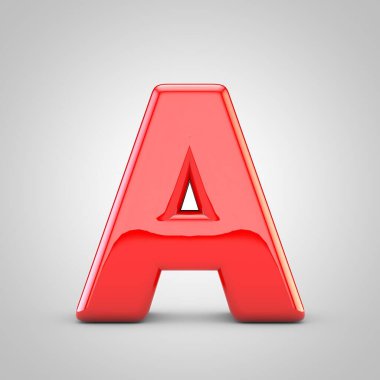 3d Kırmızı Harf A büyük harf izole edilmiş beyaz arkaplan