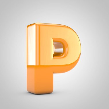 Turuncu 3d harfi P büyük harfi beyaz arkaplanda izole edildi