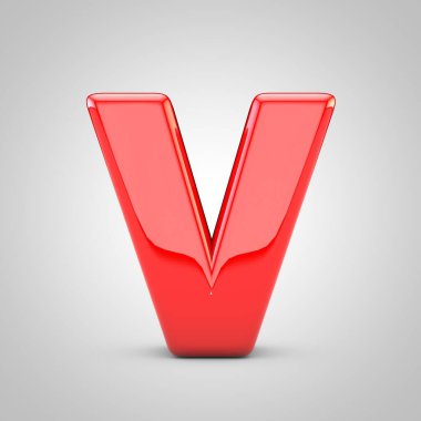 3d Kırmızı Harf V Büyük harf Beyaz Arkaplan