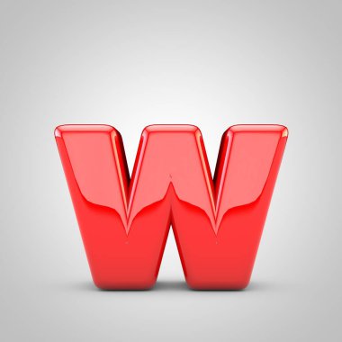 3d Kırmızı harf W küçük harf izole edilmiş beyaz arkaplan