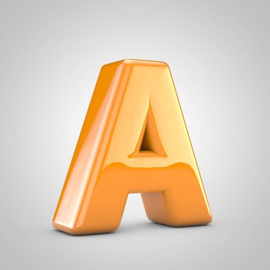 Turuncu 3d harf. Beyaz arkaplanda izole edilmiş büyük harf.