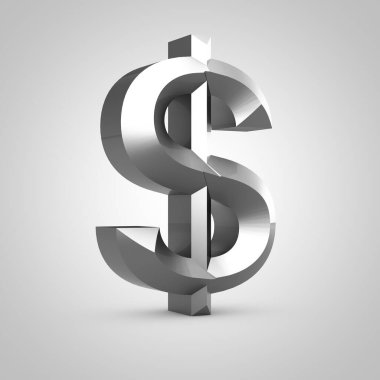 Metal yontulmuş dolar sembolü