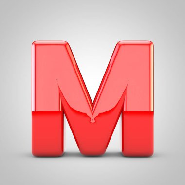 3d Kırmızı Harf M büyük harf Beyaz Arkaplan